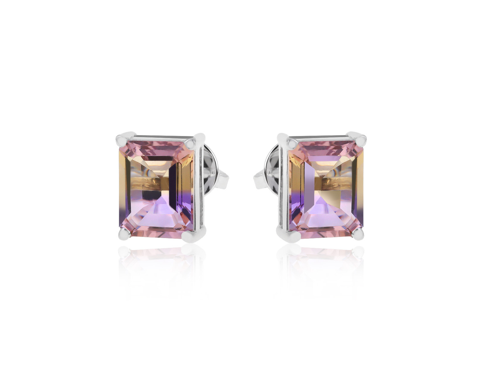 Изящные золотые серьги с аметринами 4.42ct