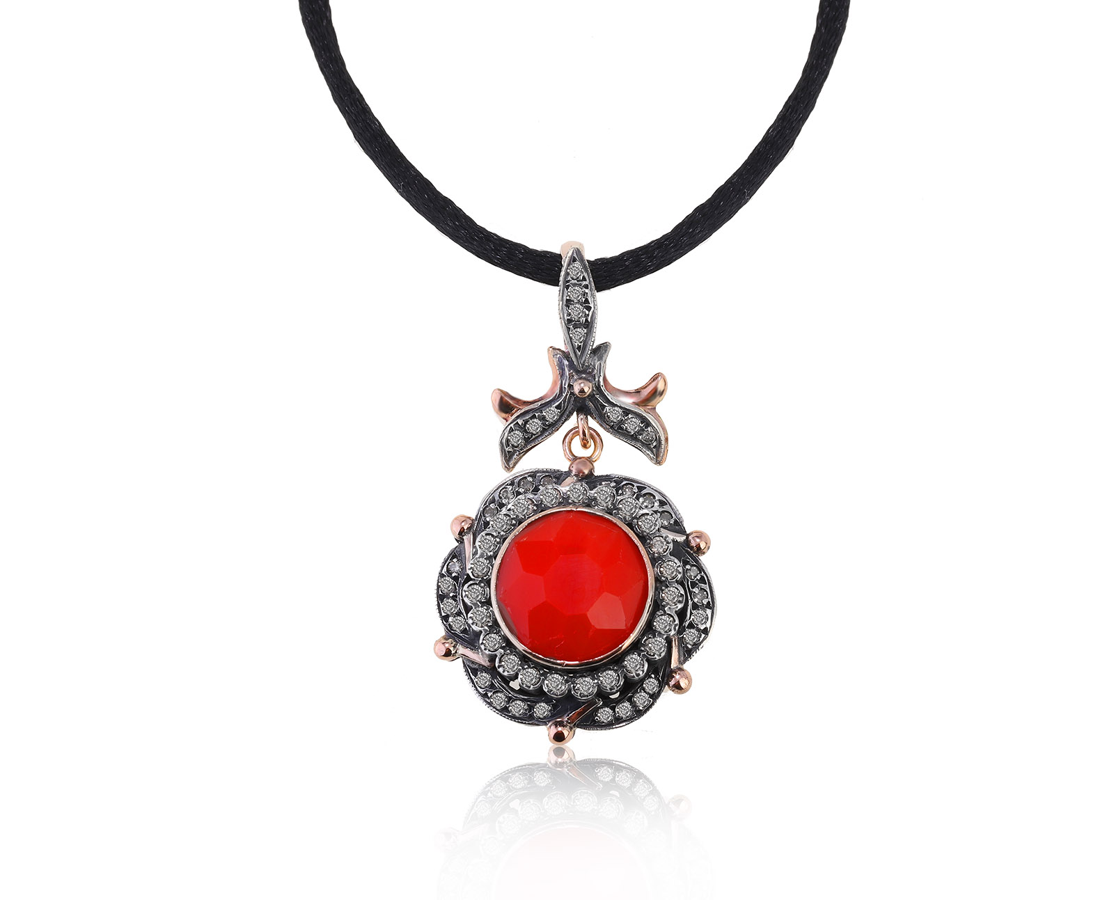 Винтажный золотой кулон с кораллом 2.45ct СССР 200821/4 Винтажный золотой кулон с кораллом 2.45ct СССР 200821/4