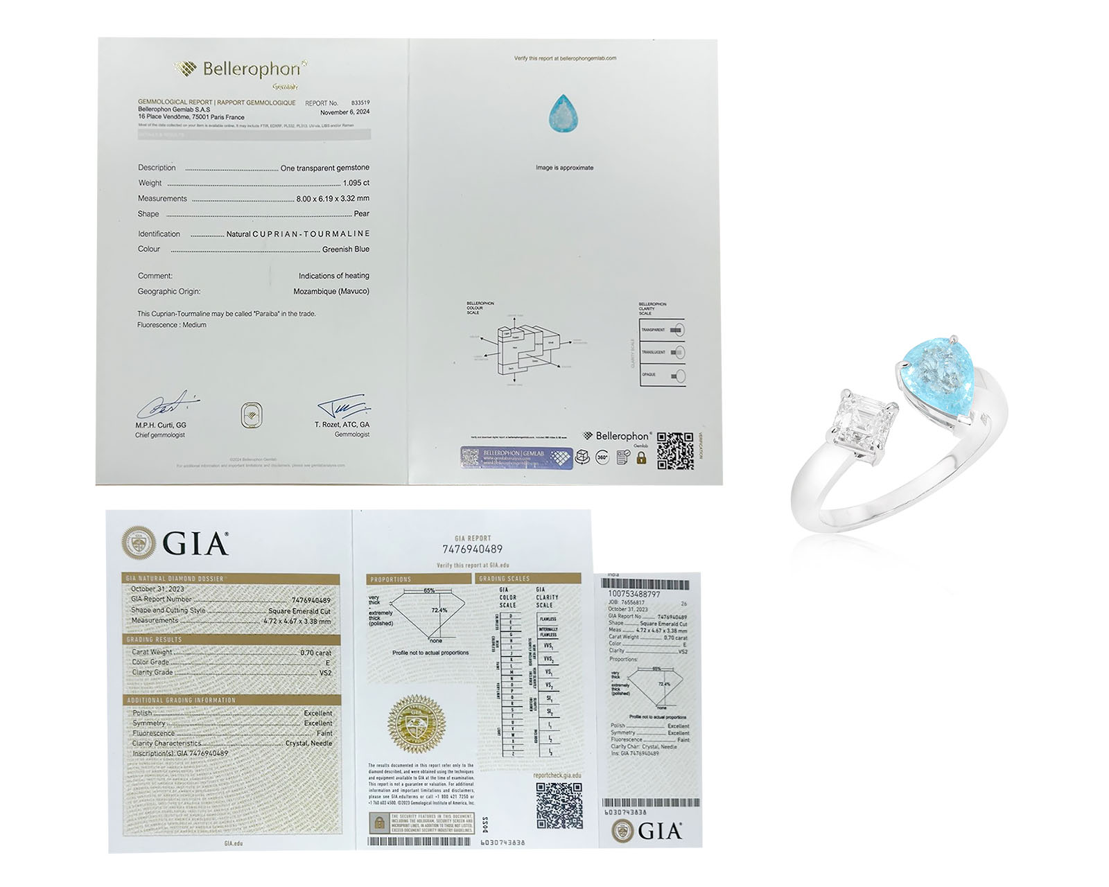 Золотое кольцо с бриллиантами и турмалином параиба 1.09ct Evgeny Matveev