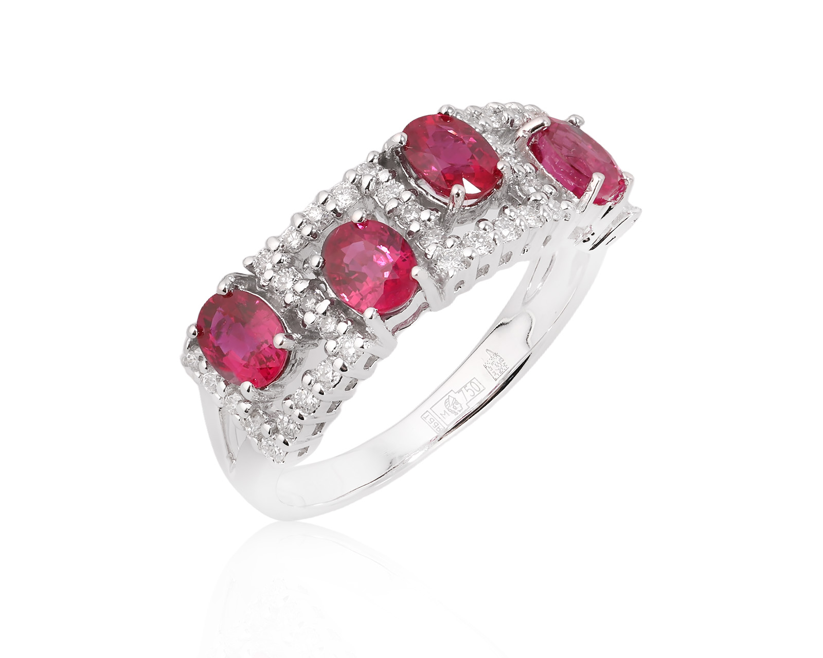 Золотое кольцо с рубинами 1.40ct и бриллиантами 0.26ct 081025/7