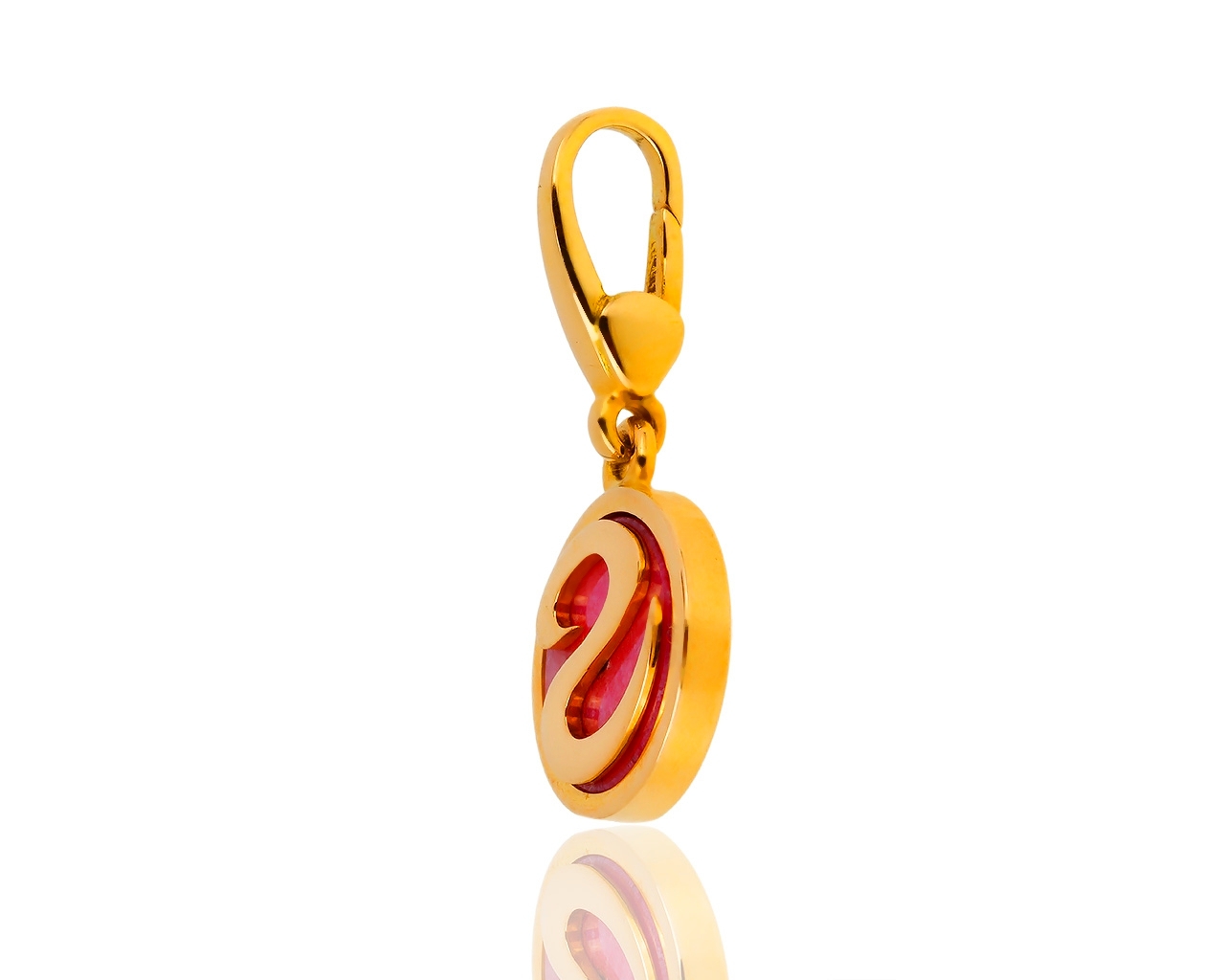 Золотая подвеска-шарм с родонитом Bvlgari
