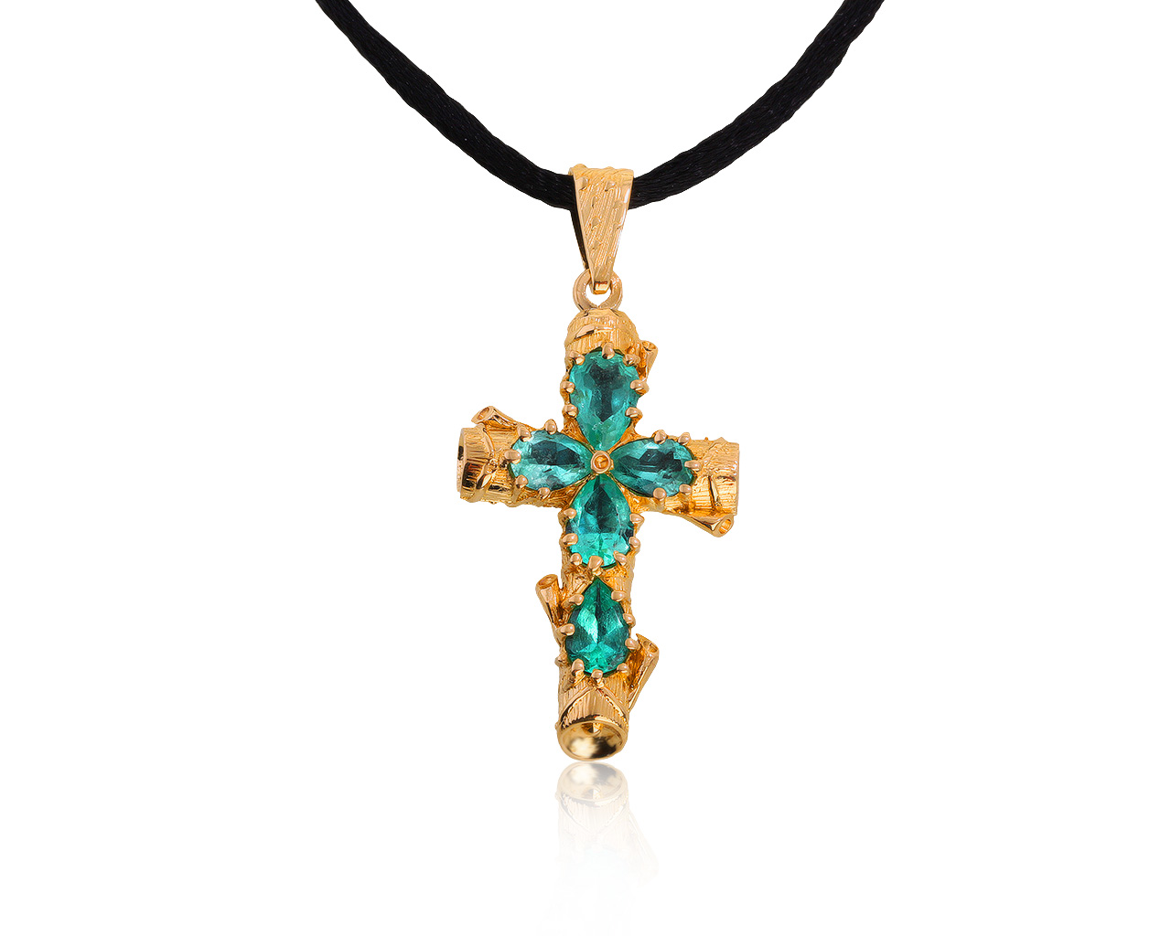 Достойный золотой кулон с изумрудами 2.70ct