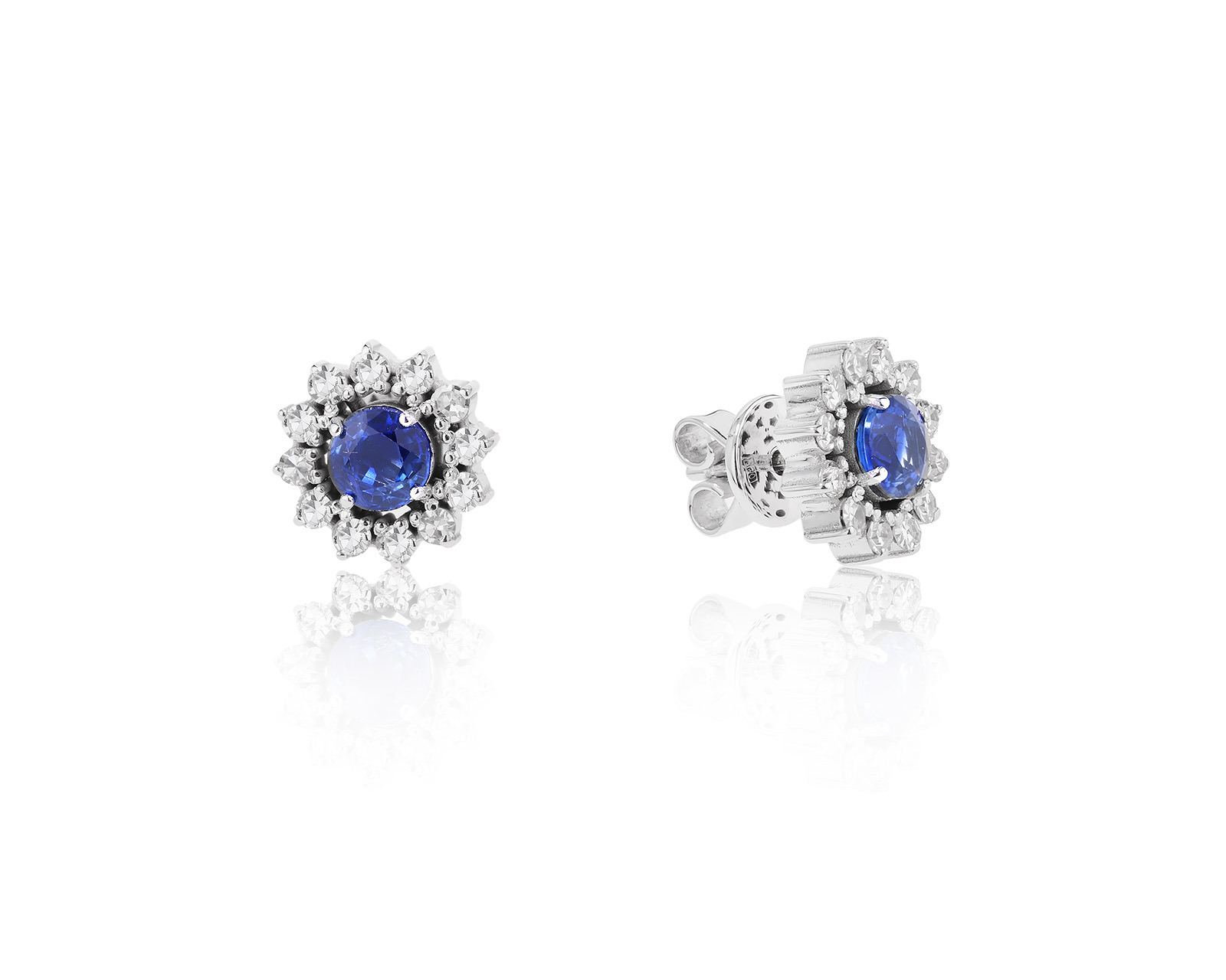 Золотые серьги с сапфирами 1.32ct и бриллиантами 0.72ct 250923/6