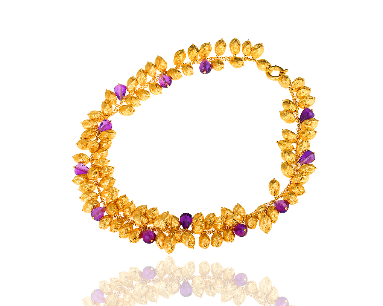 Интересное золотое колье с аметистами Roberto coin