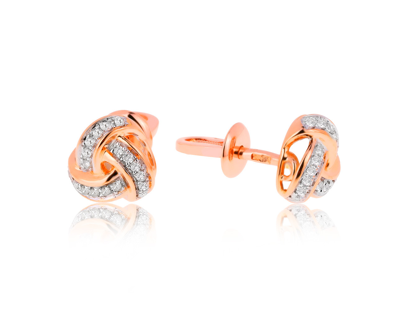 Красивые золотые серьги с бриллиантами 0.11ct