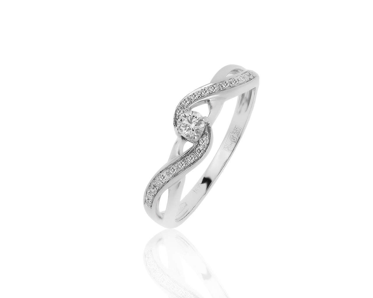 Модное золотое кольцо с бриллиантами 0.13ct 171217/2 Модное золотое кольцо с бриллиантами 0.13ct 171217/2