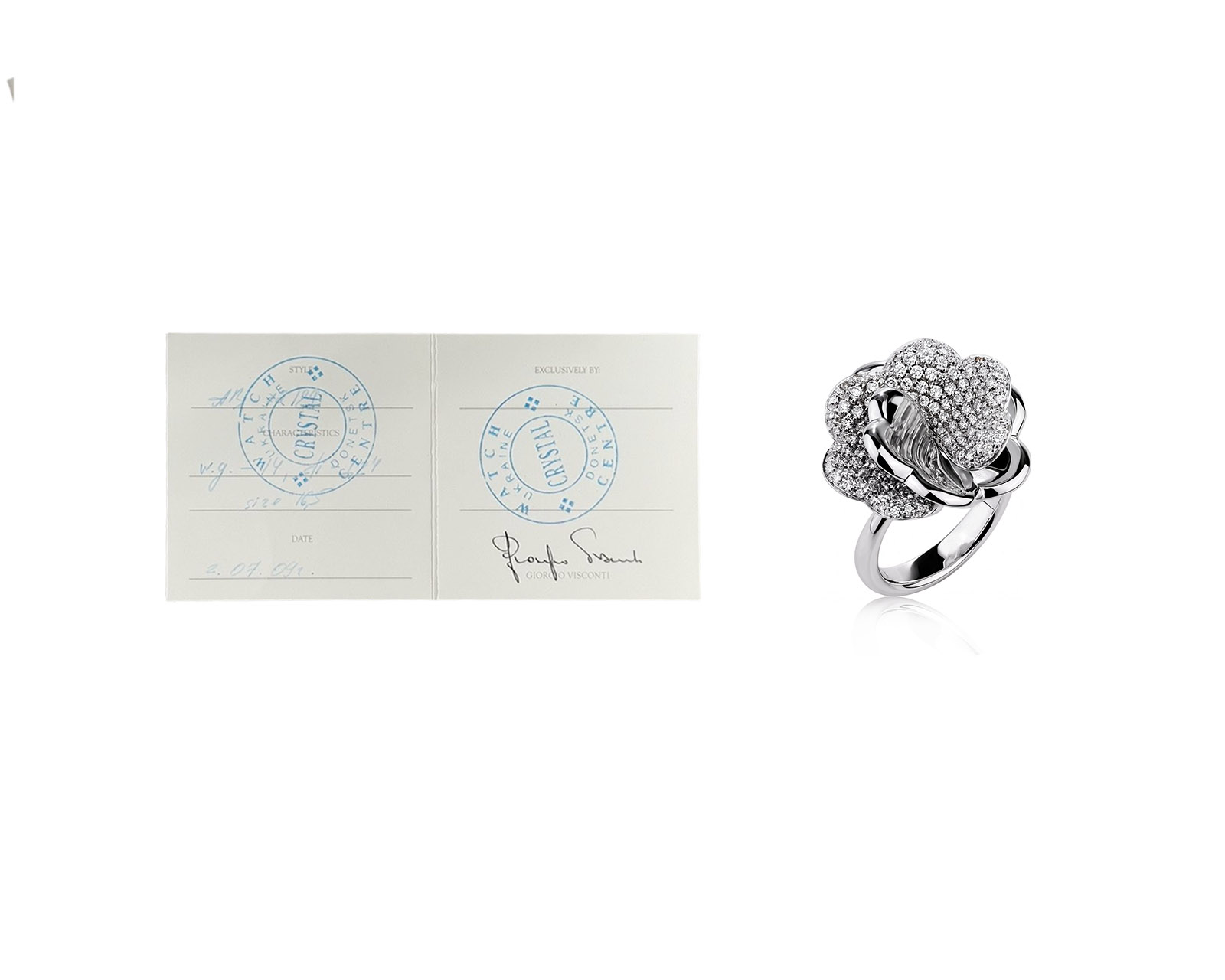 Оригинальное золотое кольцо с бриллиантами 1.24ct Giorgio Visconti