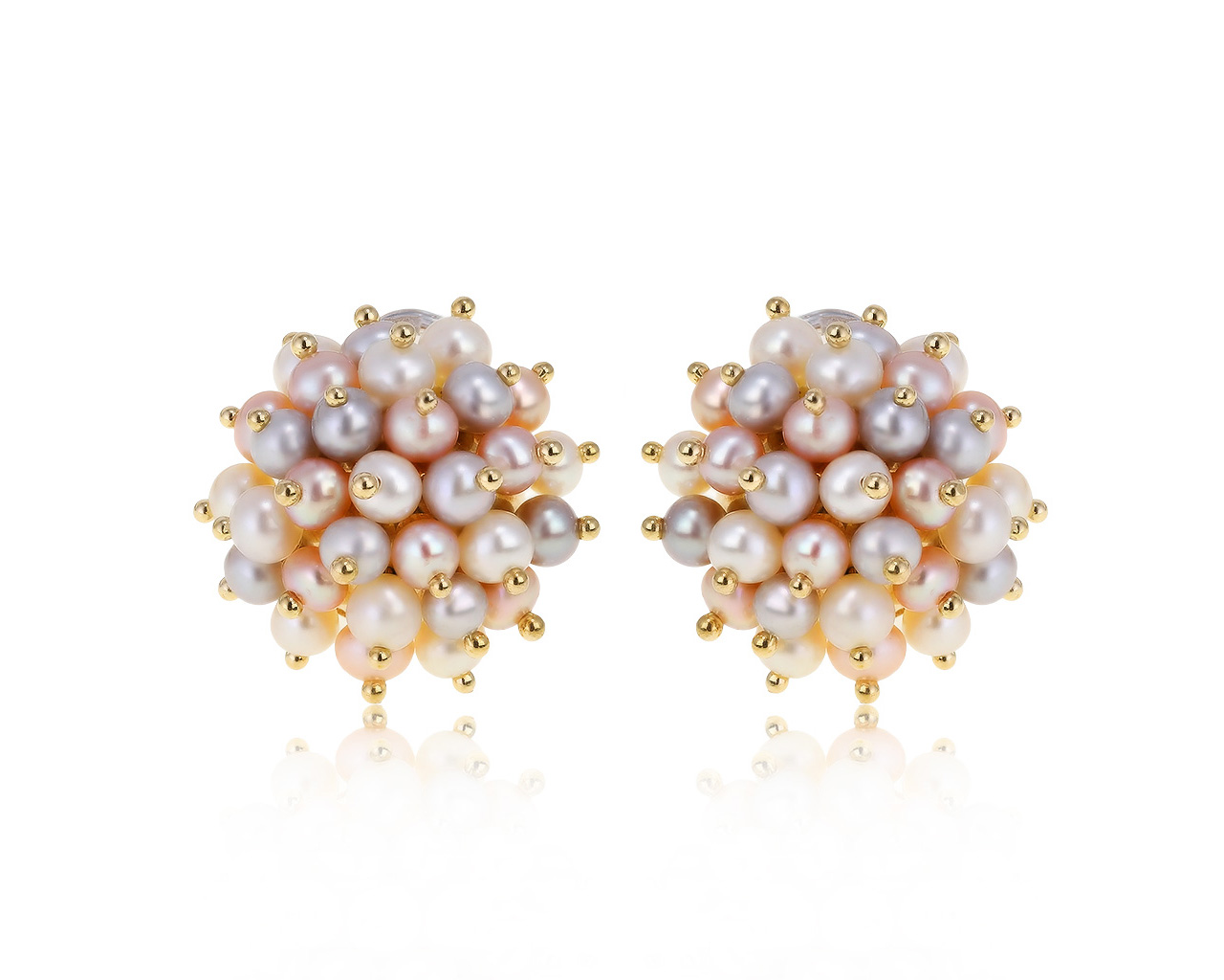 Итальянские золотые серьги с жемчугом 3 мм 260321/13