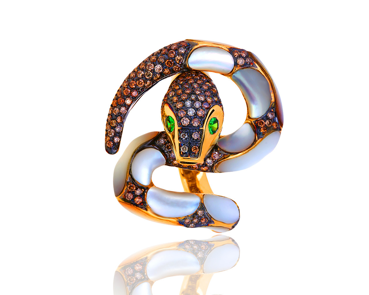 Золотое кольцо с гранатами и бриллиантами 1.17ct Roberto Bravo 180519/1