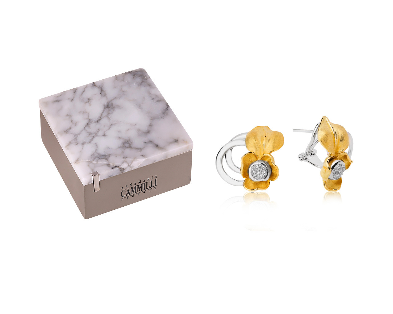 Оригинальные золотые серьги с бриллиантами 0.22ct Annamaria Cammilli