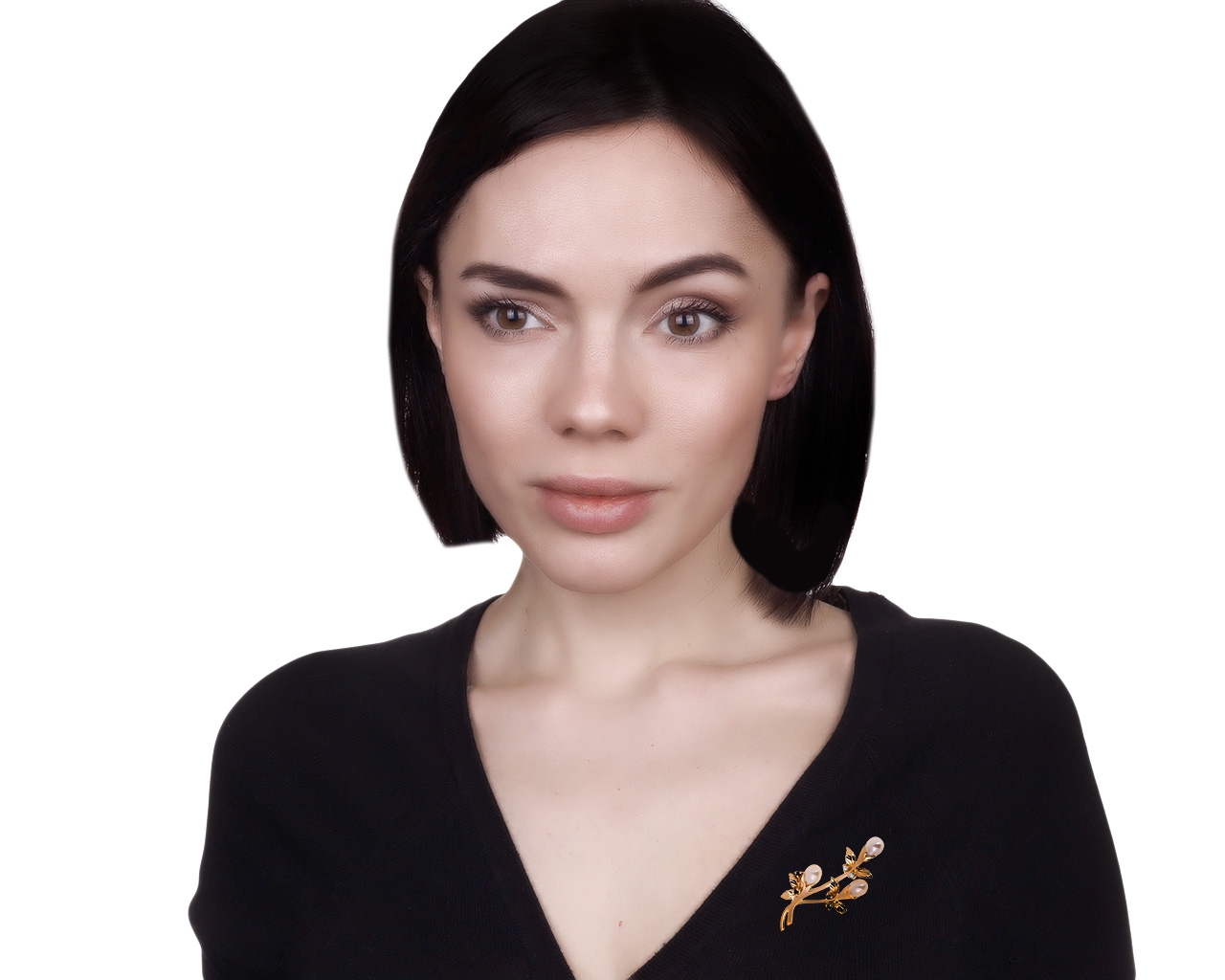 Великолепная золотая брошь с жемчугом 11*8 мм
