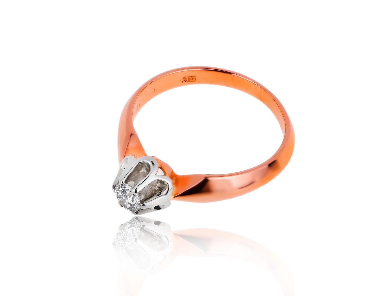Винтажное золотое кольцо с бриллиантом 0.22ct