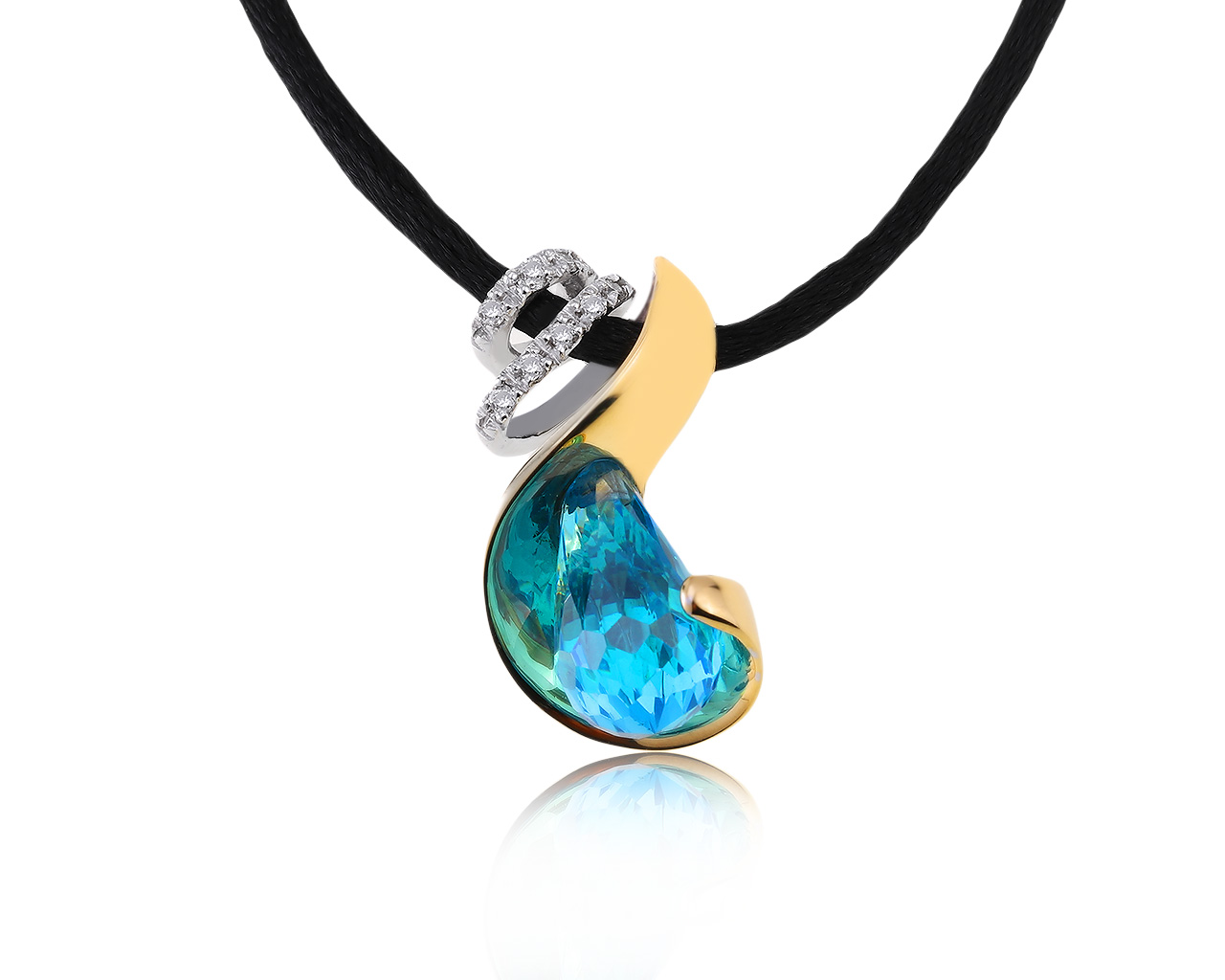 Прекрасный золотой кулон с топазом 6.23ct