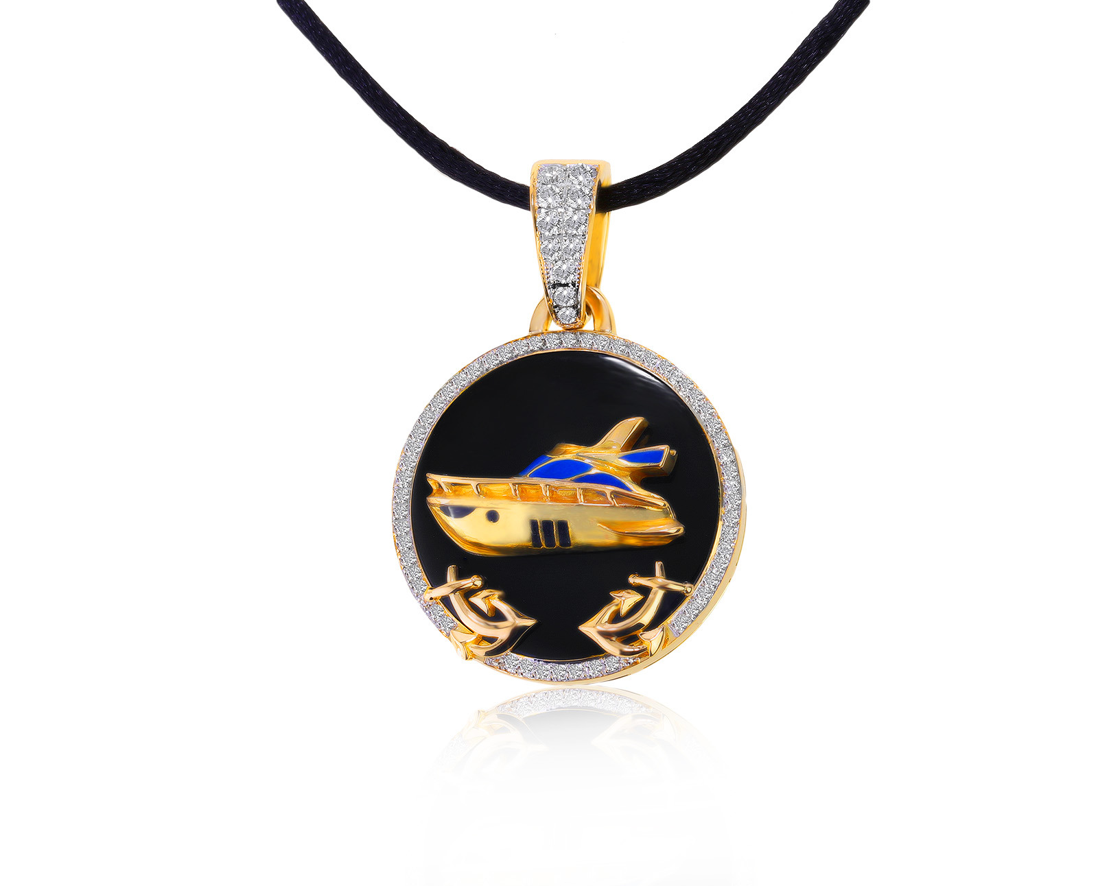 Прелестный золотой кулон с бриллиантами 1.12ct