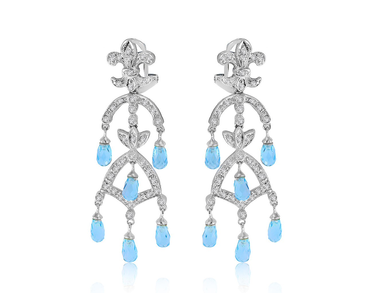 Праздничные золотые серьги с топазами 5.44ct 060321/5