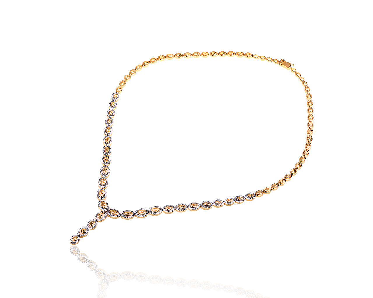 Стильное золотое колье с бриллиантами 3.03ct