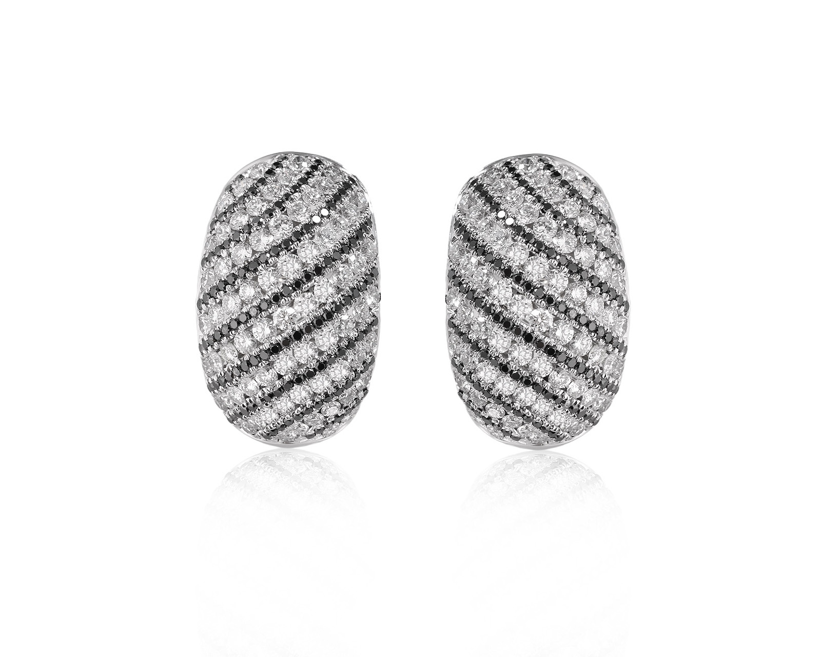 Золотые серьги с бесцветными 2.04ct и черными 1.00ct бриллиантами 150326/1