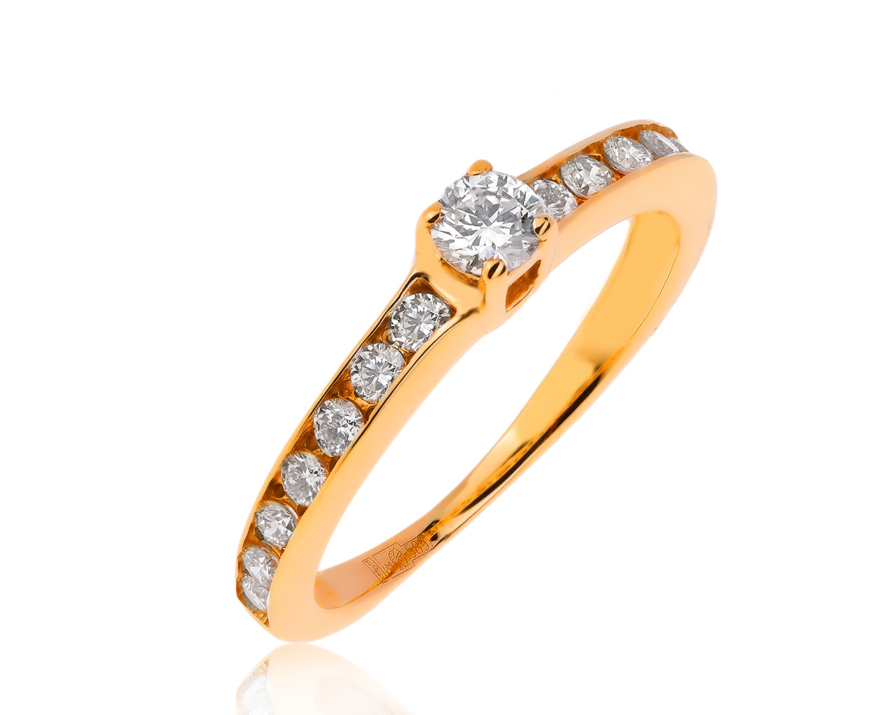 Престижное золотое кольцо с бриллиантами 0.53ct