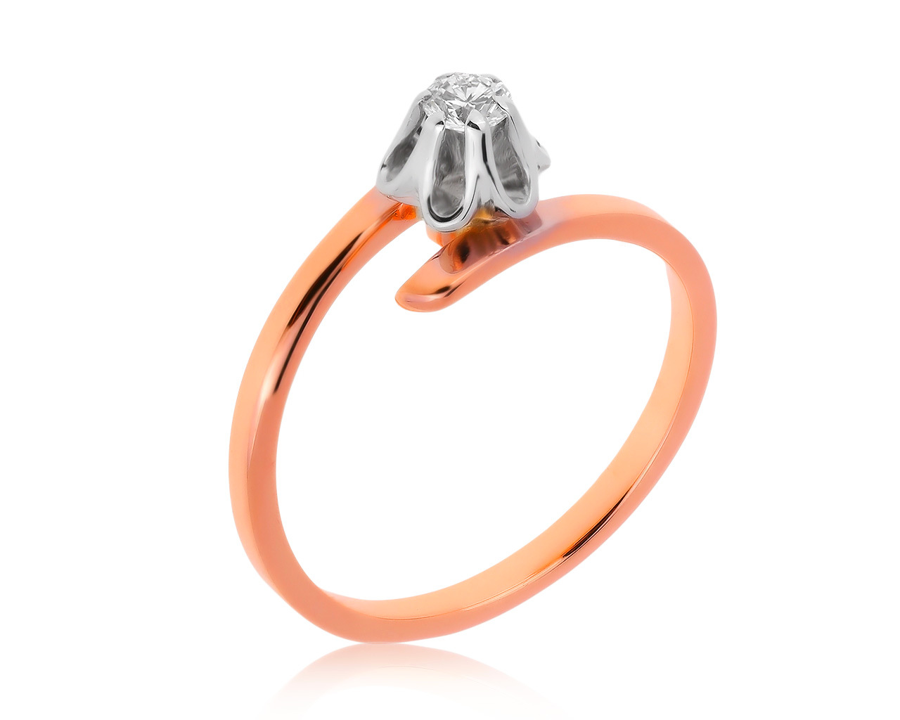 Эстетичное золотое кольцо с бриллиантом 0.13ct 290820/1