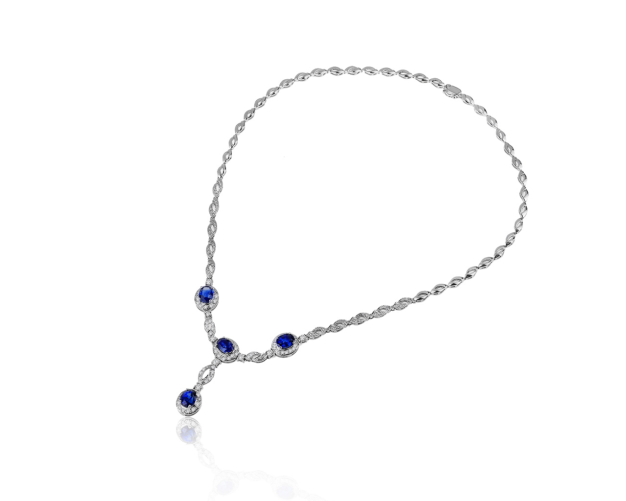 Королевское золотое колье с сапфирами 5.84ct