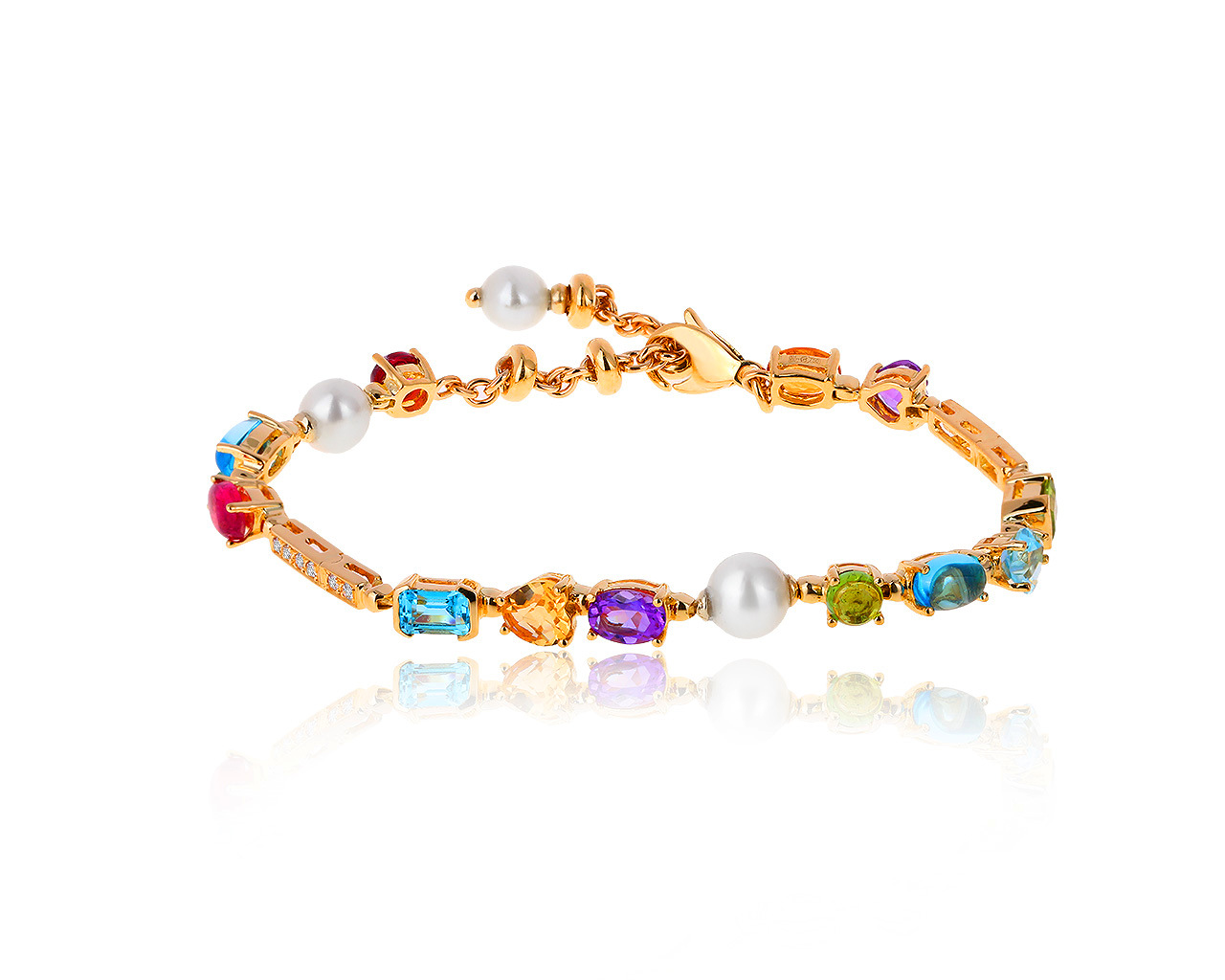 Безупречный золотой браслет с цветными камнями 5.76ct 281219/4