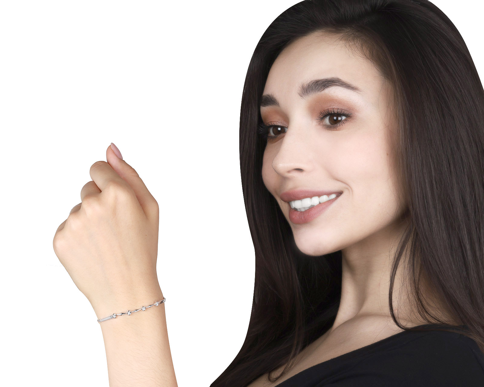 Лаконичный золотой браслет с бриллиантами 0.12ct