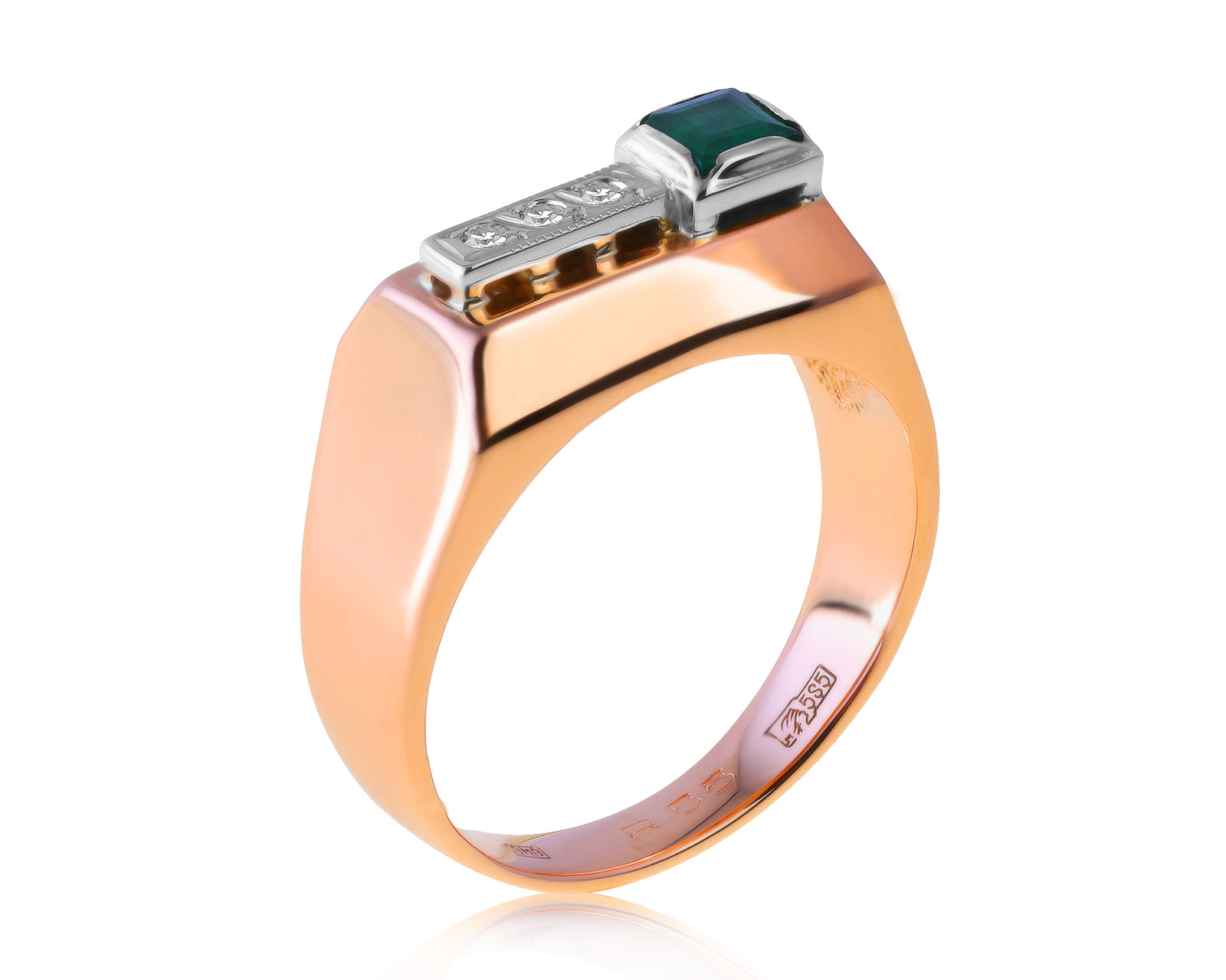 Стильное золотое кольцо с изумрудом 0.40ct 250421/3 Стильное золотое кольцо с изумрудом 0.40ct 250421/3