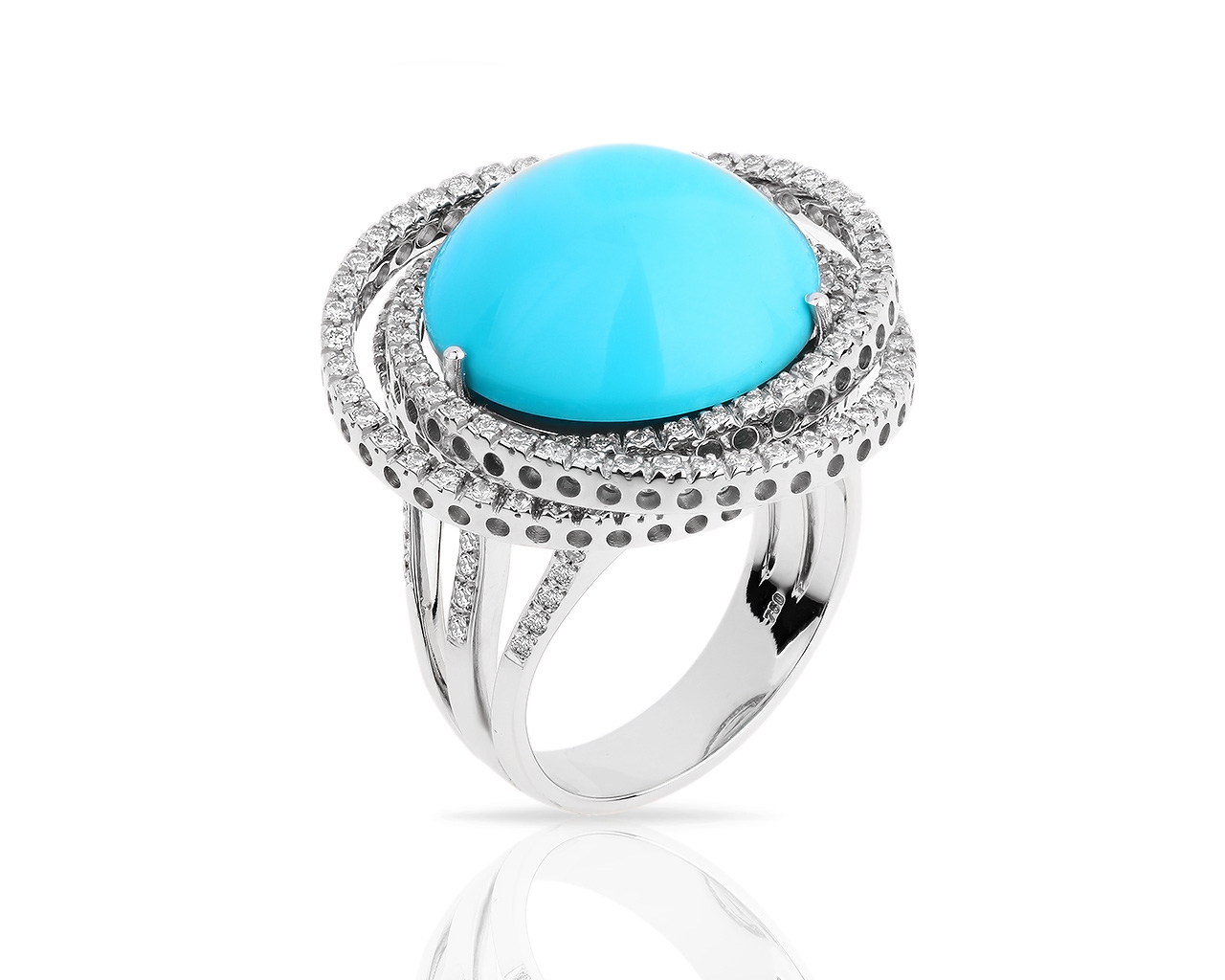 Золотое кольцо с бирюзой и бриллиантами 1.20ct 280218/2