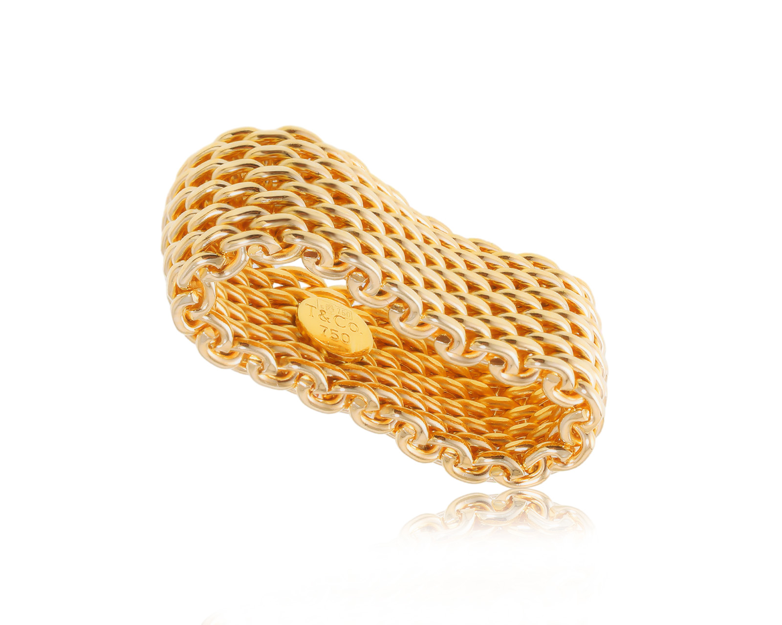 Оригинальное золотое кольцо Tiffany&Co Somerset Mesh