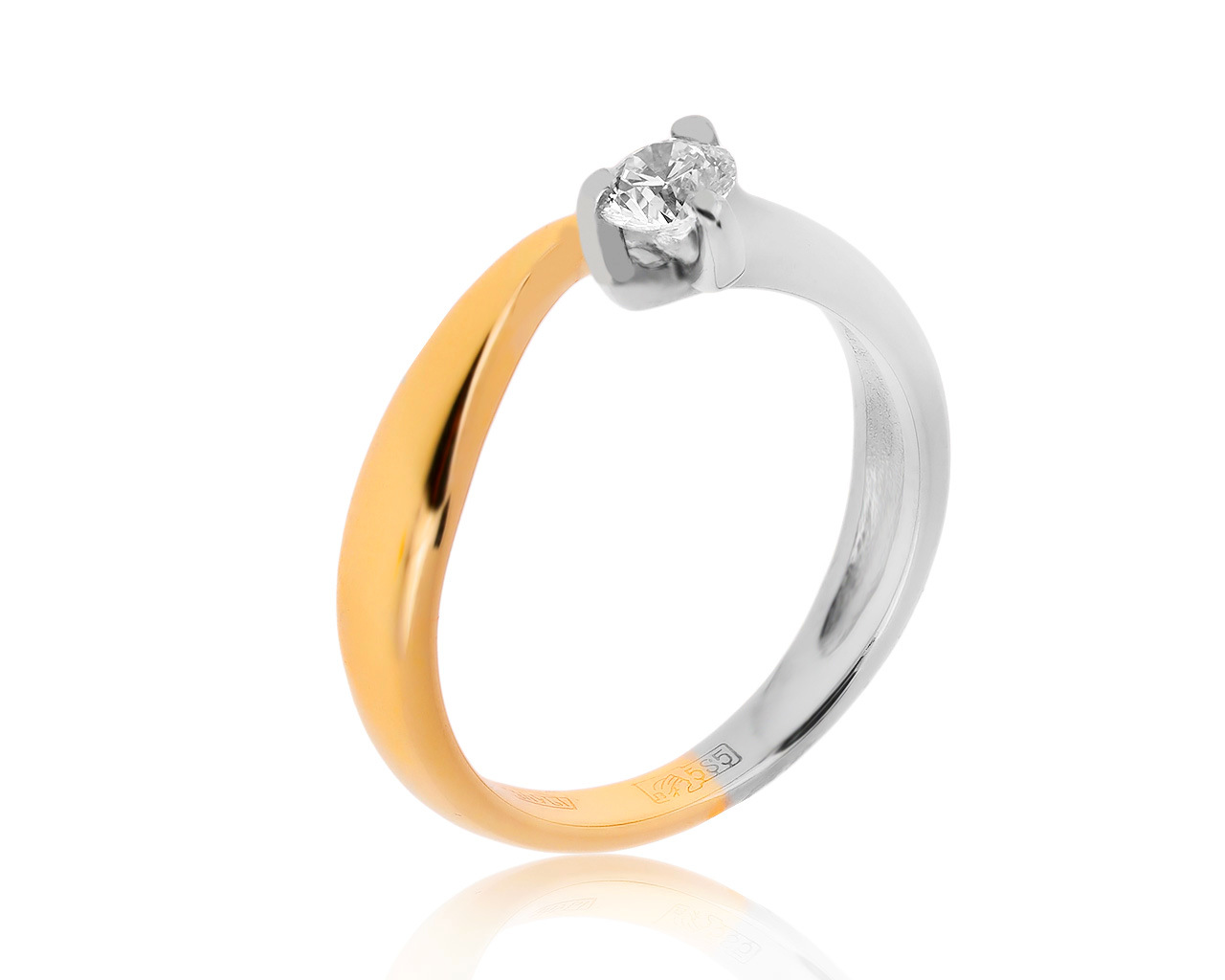 Престижное золотое кольцо с бриллиантом 0.24ct