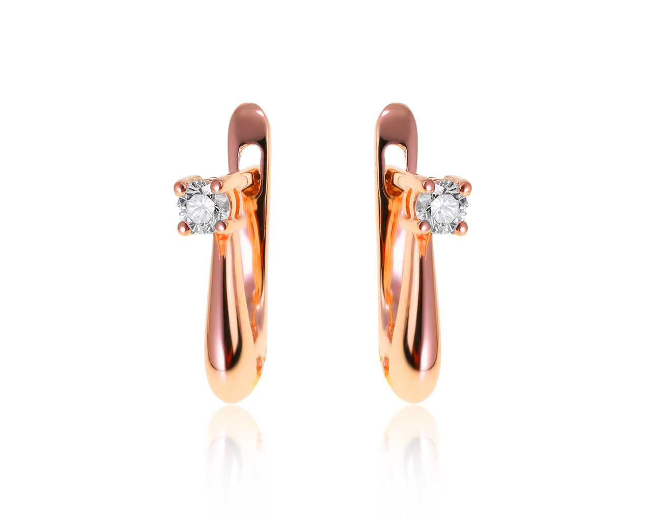 Изящные золотые серьги с бриллиантами 0.23ct 140221/14