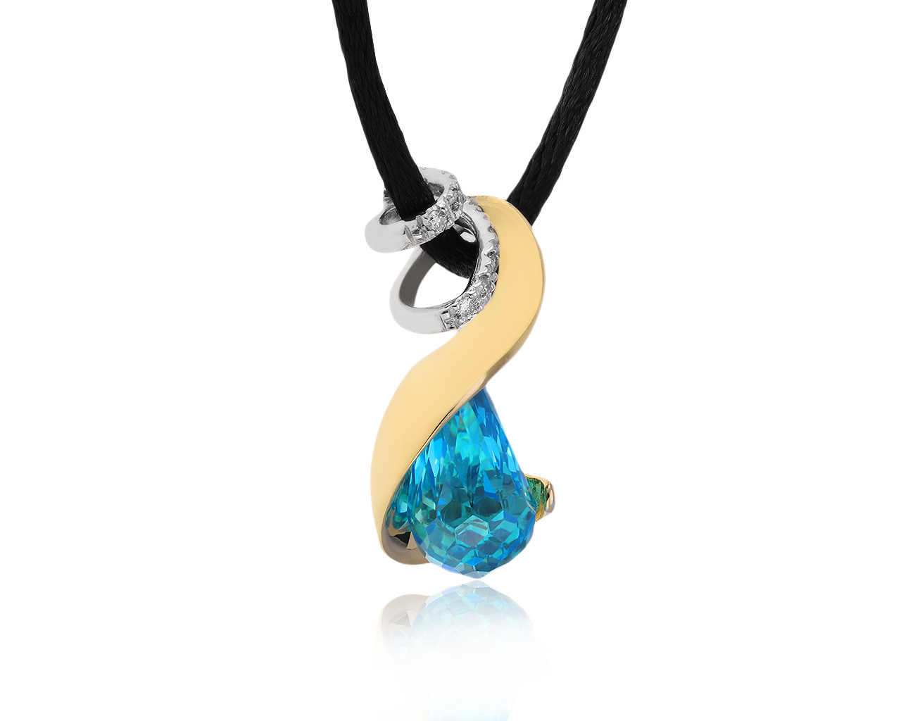Прекрасный золотой кулон с топазом 6.23ct