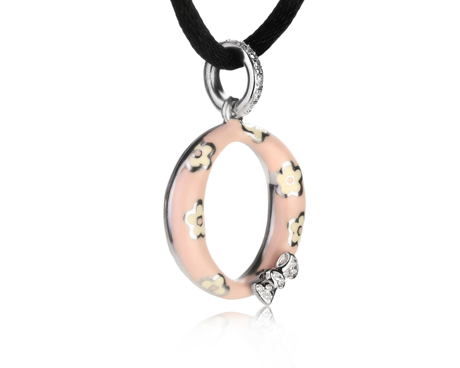 Оригинальный золотой кулон с бриллиантами 0.07ct Aaron Basha "O" Initial Charm