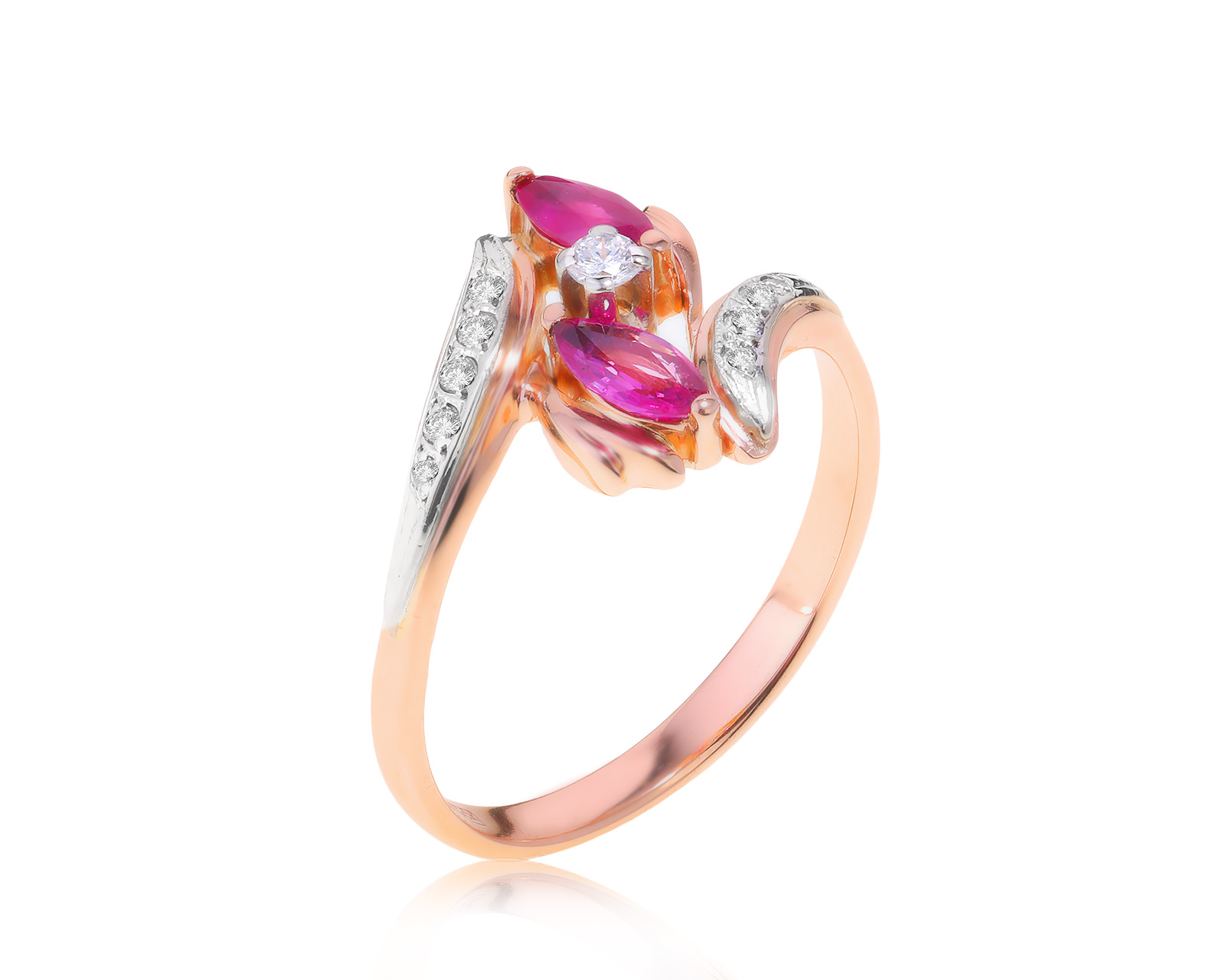 Изысканное золотое кольцо с рубинами 0.40ct 111122/4