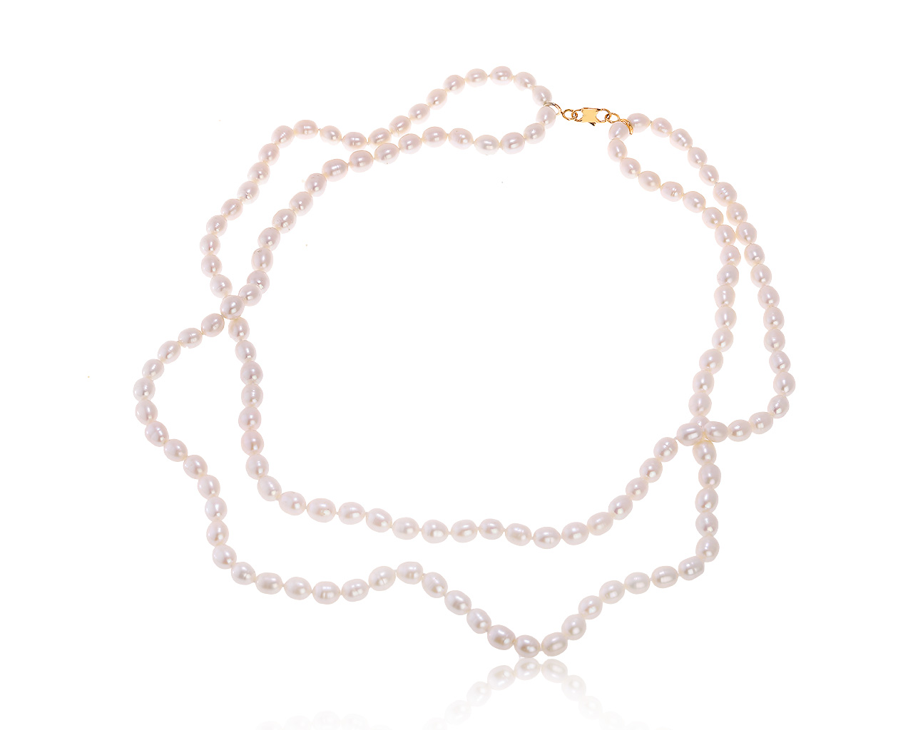 Потрясающее золотое ожерелье с жемчугом 6.50*7.70 мм