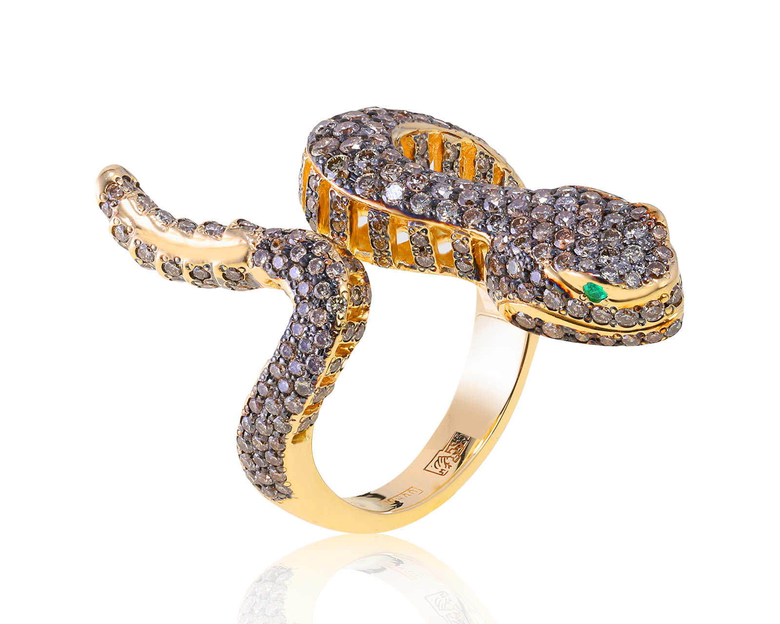 Праздничное золотое кольцо с бриллиантами 1.10ct