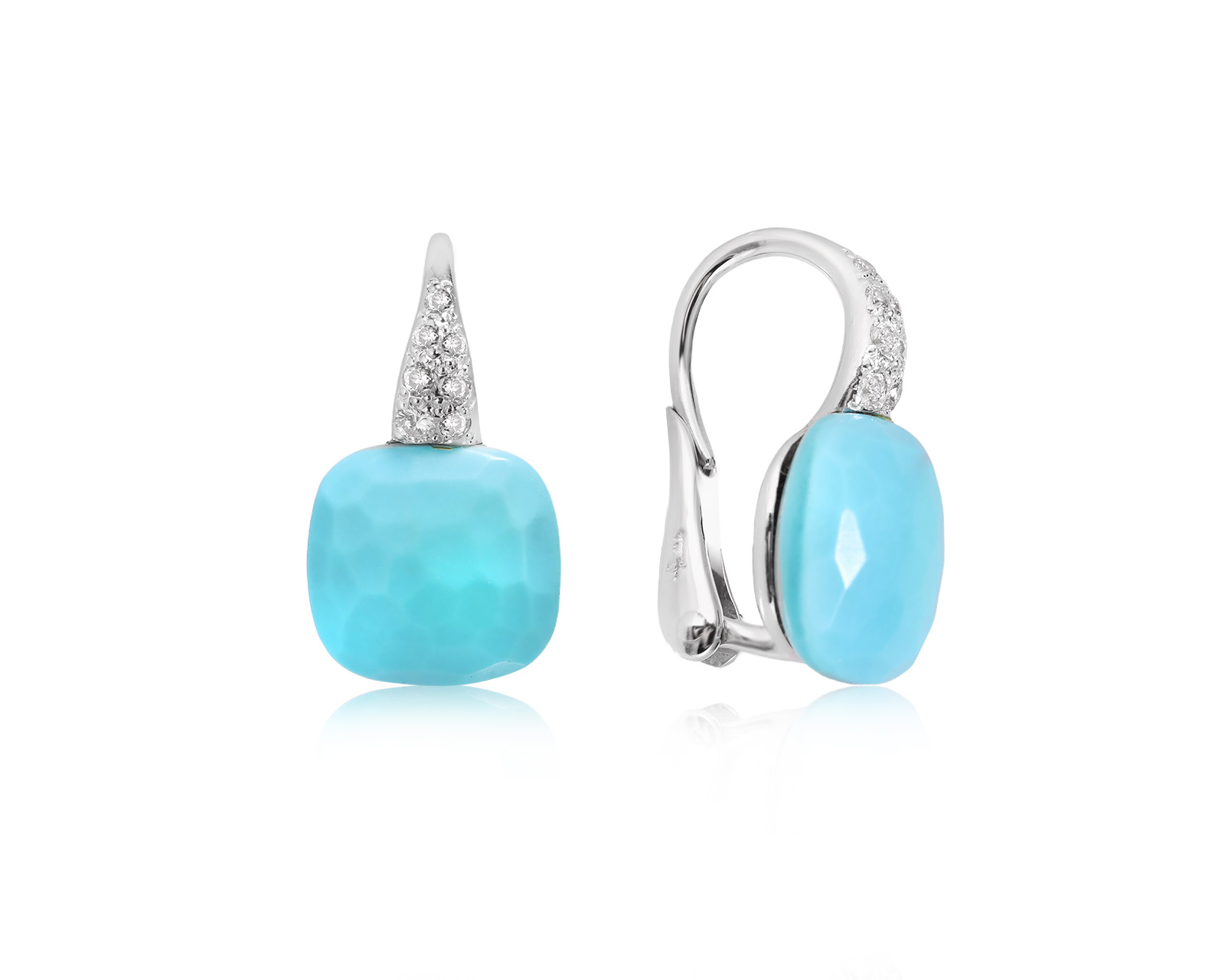 Оригинальные золотые серьги с бирюзой 6.14ct Pomellato Capri