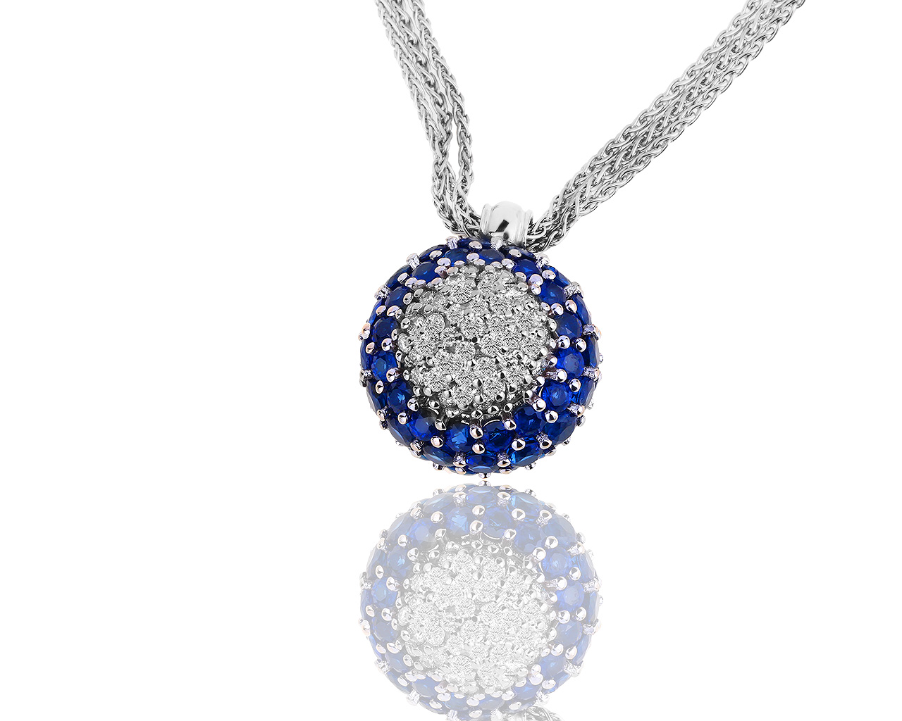 Итальянский золотой кулон с бриллиантами 0.81ct и сапфирами 7.98ct 220419/12