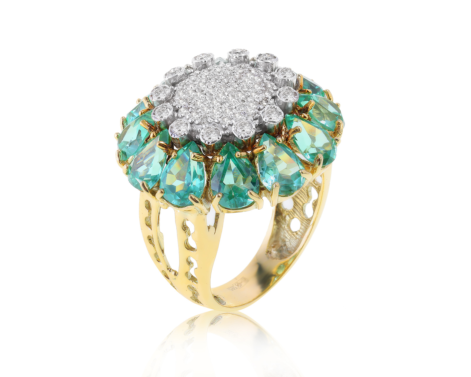 Красивое золотое кольцо с зелеными гранатами 10.20ct 300323/4