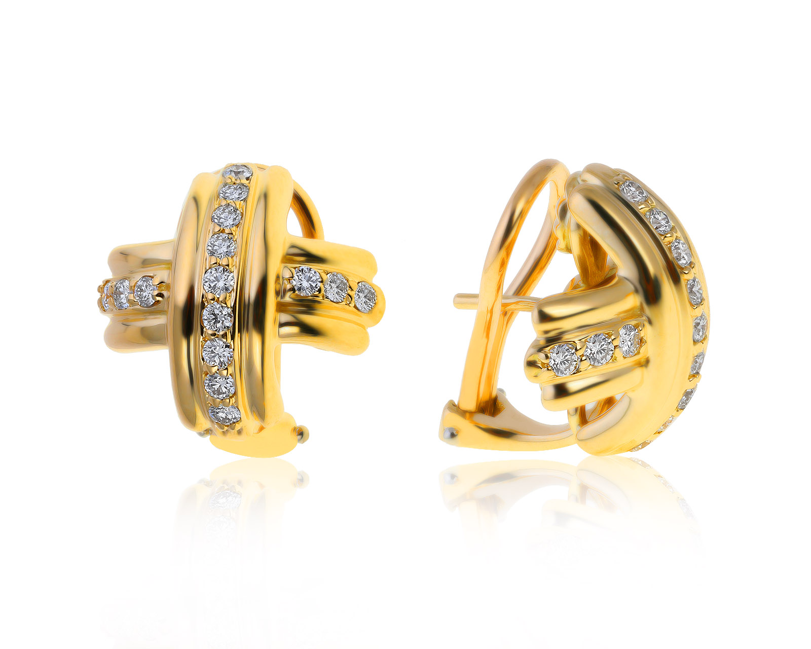 Оригинальные золотые серьги с бриллиантами 0.67ct Tiffany&Co Signature 250919/11
