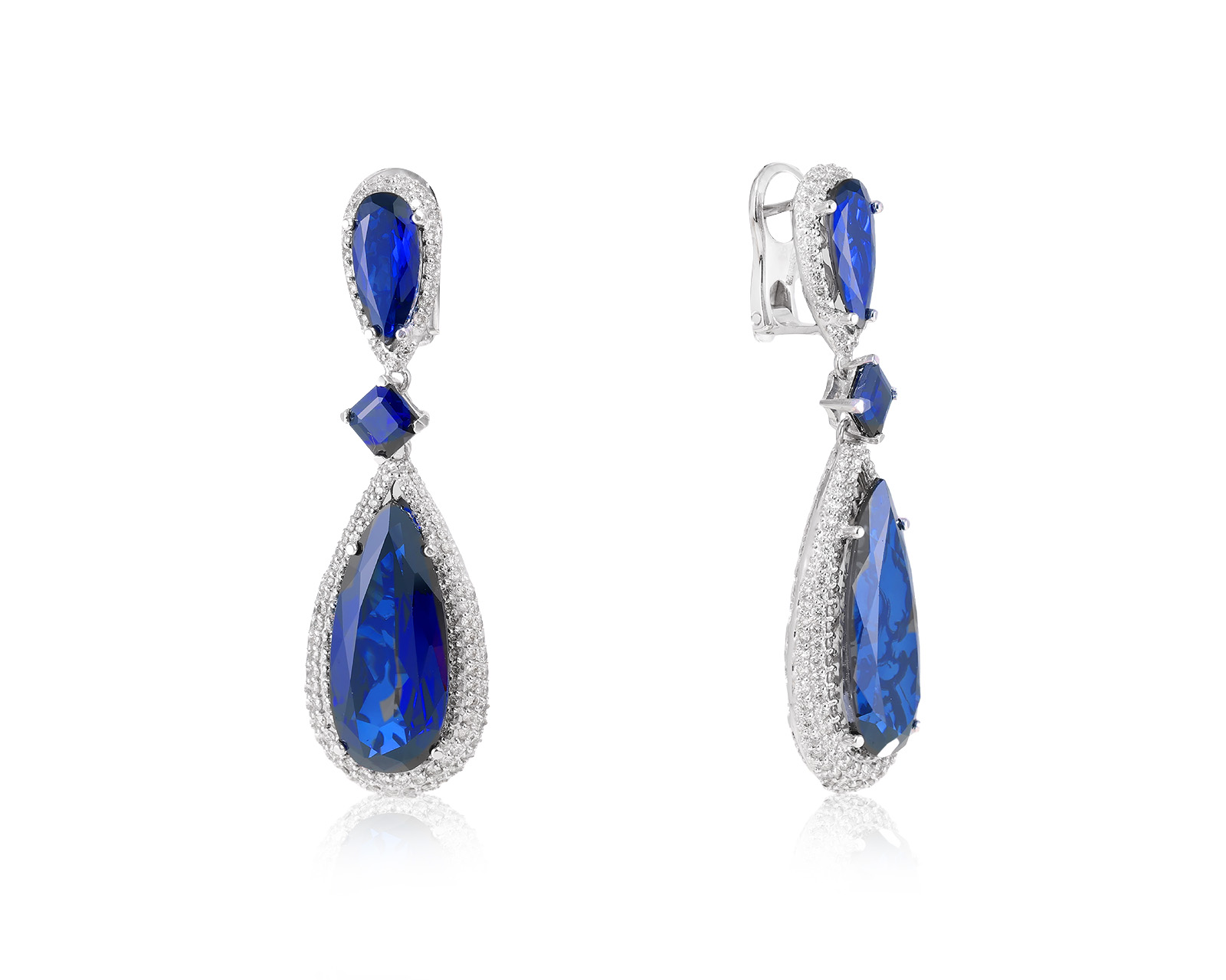 Золотые серьги с сапфирами 30.32ct и бриллиантами 3.67ct 271223/4