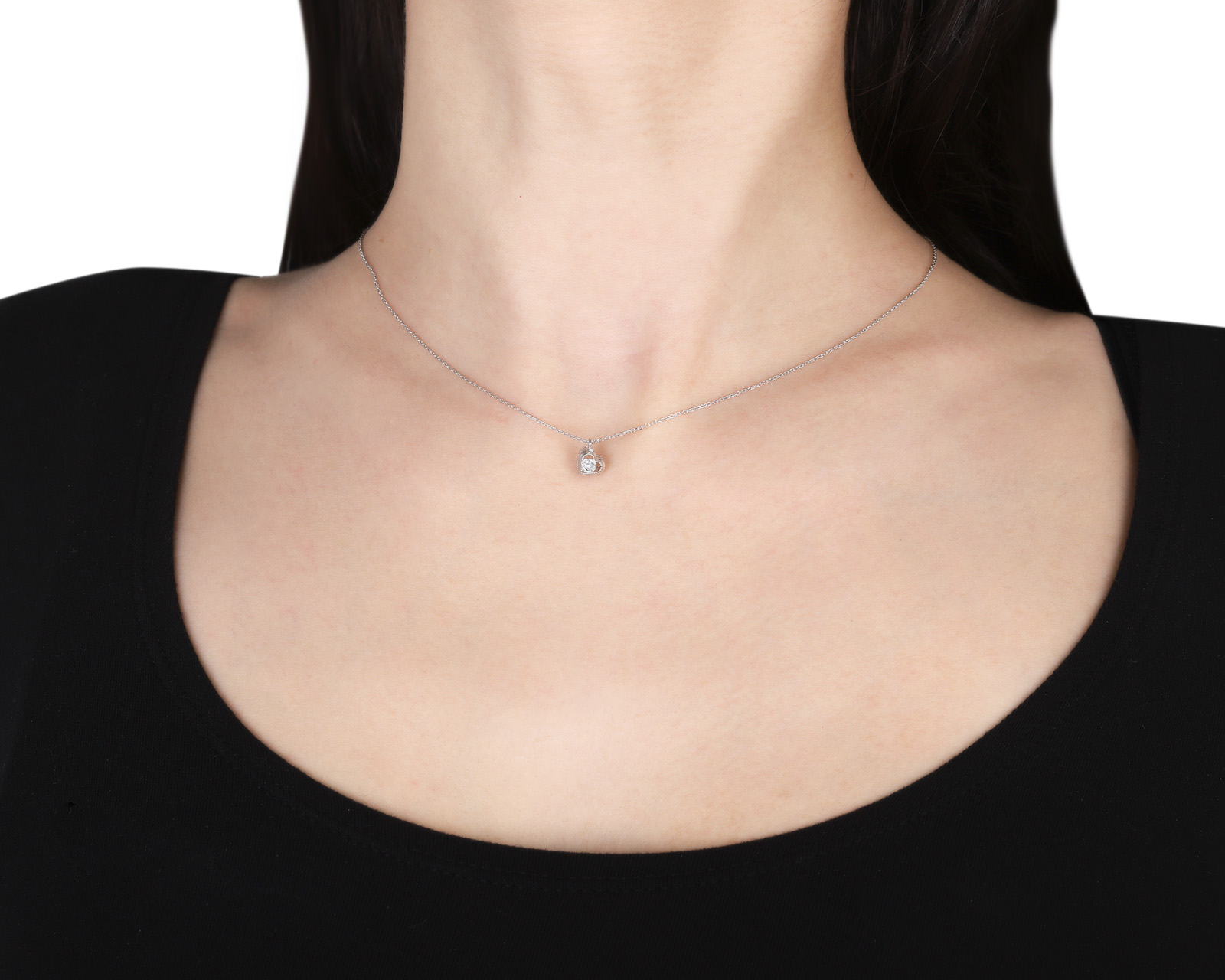 Золотое колье с бриллиантом 0.11ct