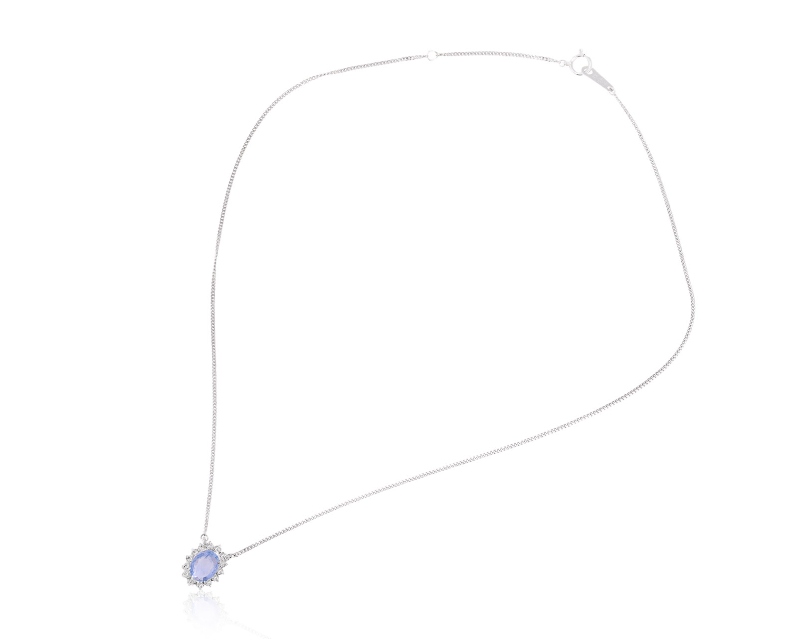 Платиновое колье с сапфиром 1.36ct и бриллиантами 0.23ct