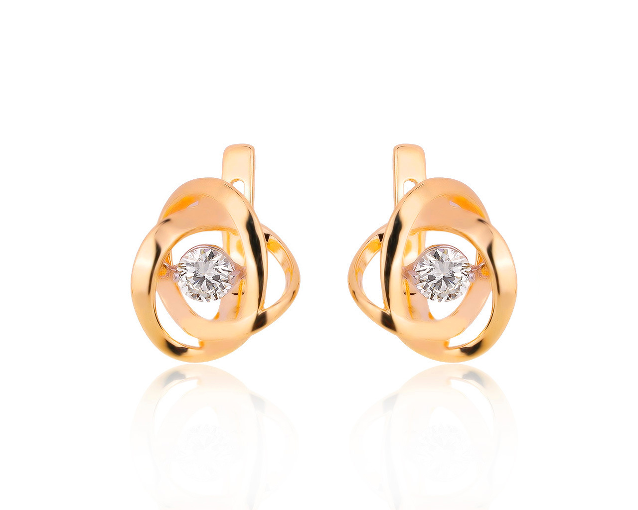 Изящные золотые серьги с бриллиантами 0.30ct 040820/4