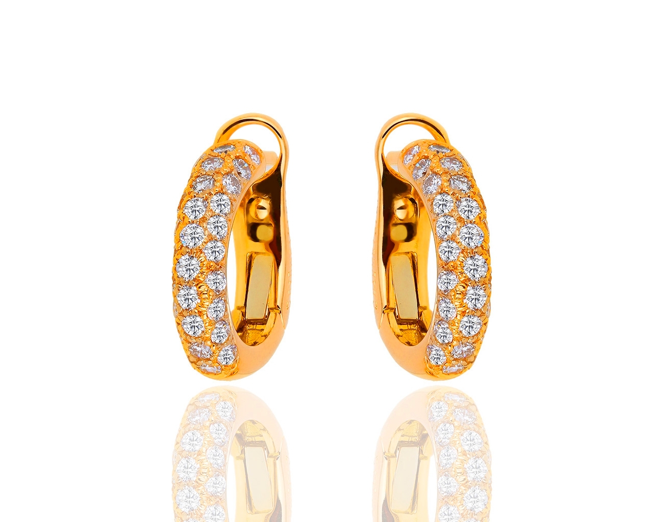 Лаконичные золотые серьги с бриллиантами 1.40ct Chaumet Anneau 140119/10