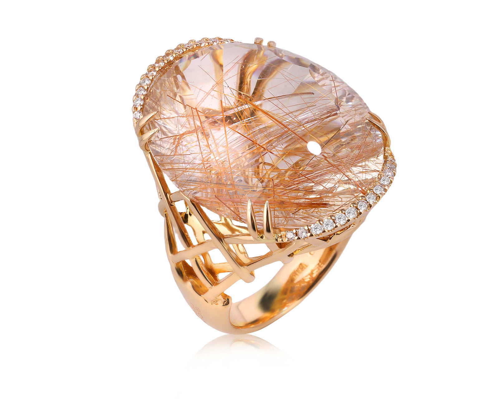 Оригинальное золотое кольцо с кварцем волосатиком 39.98ct Giovanni Ferraris 181225/3