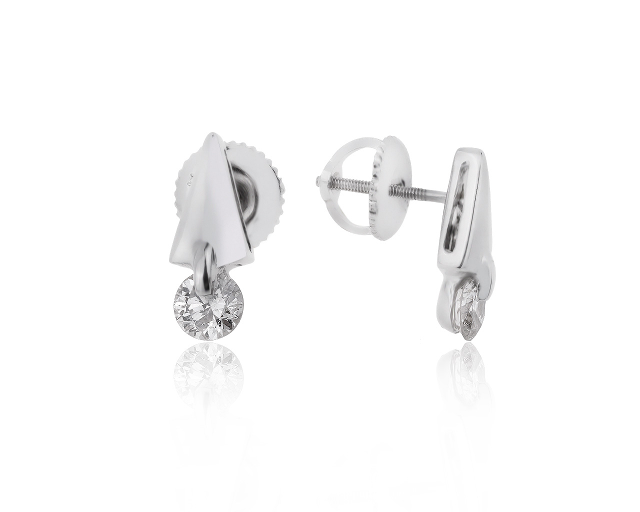 Престижные золотые серьги с бриллиантами 0.44ct