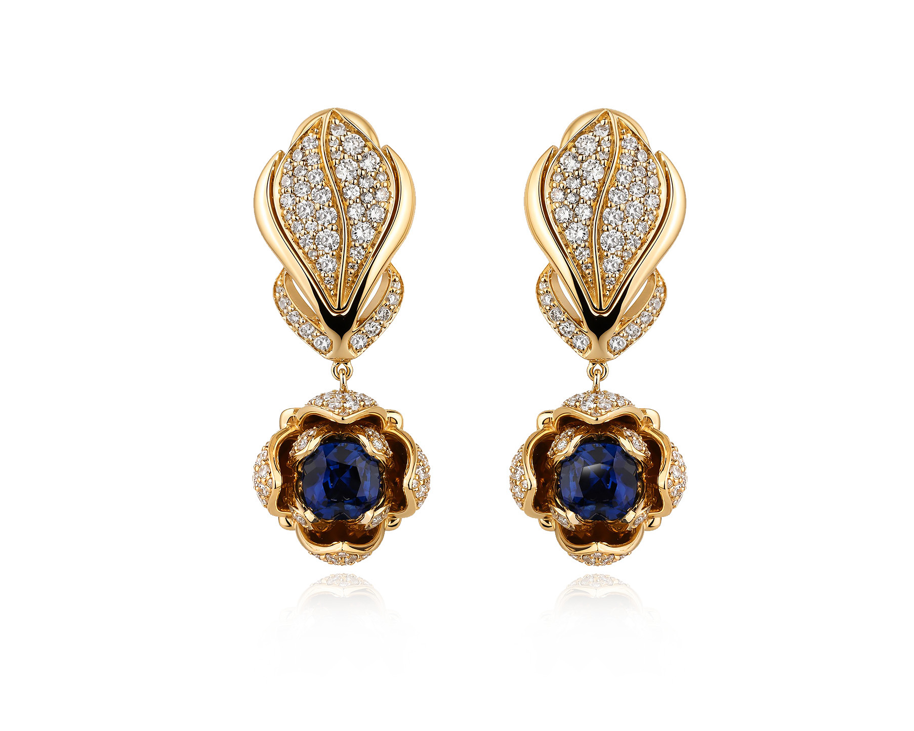 Оригинальные золотые серьги с сапфирами 1.26ct 18GEMS 271026/2