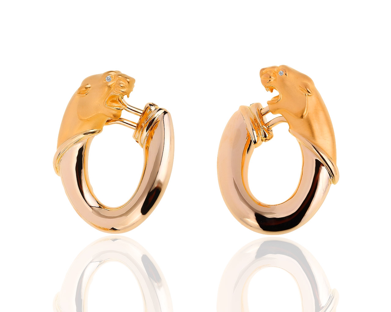 Золотые серьги с бриллиантами Carrera y Carrera Panther 281018/9 Золотые серьги с бриллиантами Carrera y Carrera Panther 281018/9
