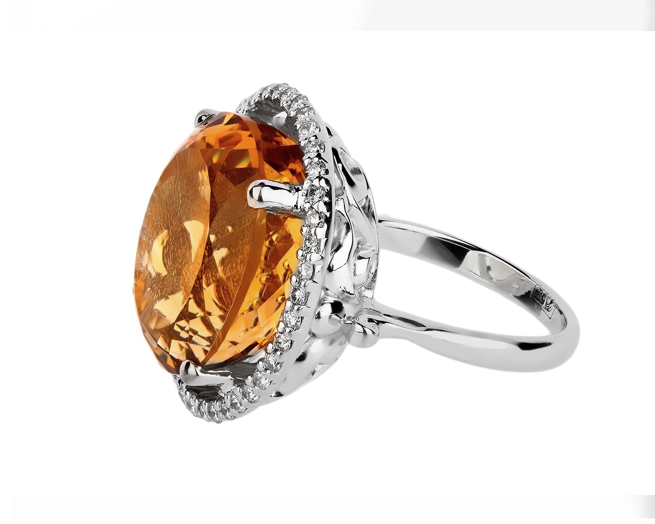 Бриллиантовое кольцо с цитрином 19.80ct